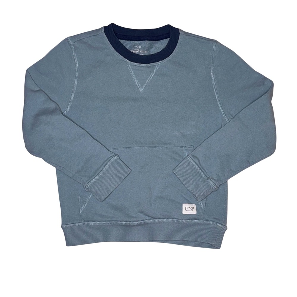 Vineyard Vines Blue Gray Crewneck Single Pocket Pullover Sweater Size 5